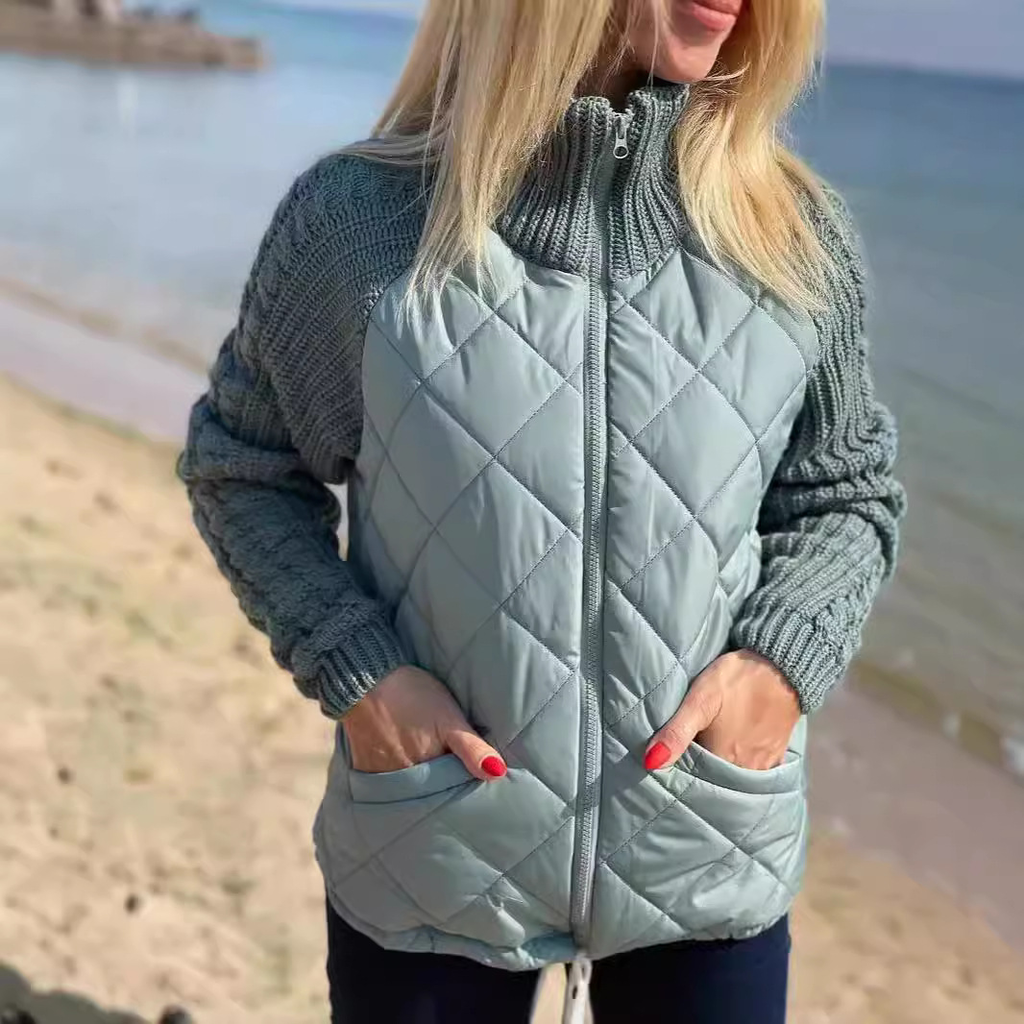 🎁Christmas sale☃️2025 New Women's Knit Patchwork Puffy Jacket