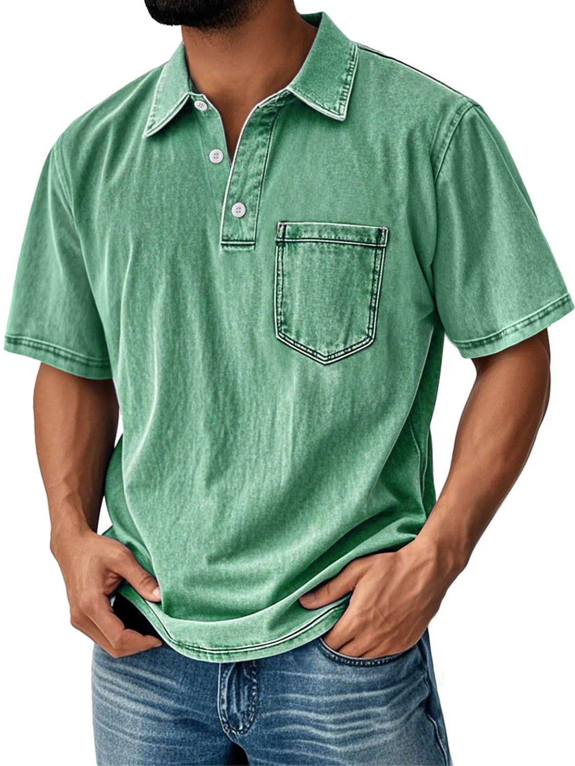 Men's Retro Everyday Lapel Pocket Casual Short Sleeve POLO Shirt